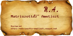 Matriszottó Ametiszt névjegykártya